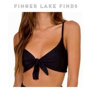 NEW Black Tie Front Bikini Top, L